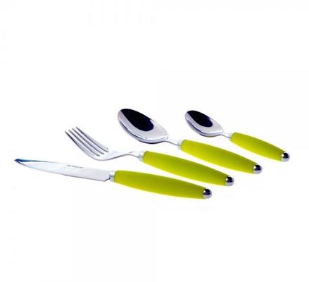 16 tlg. Besteckset aus Edelstahl, lime