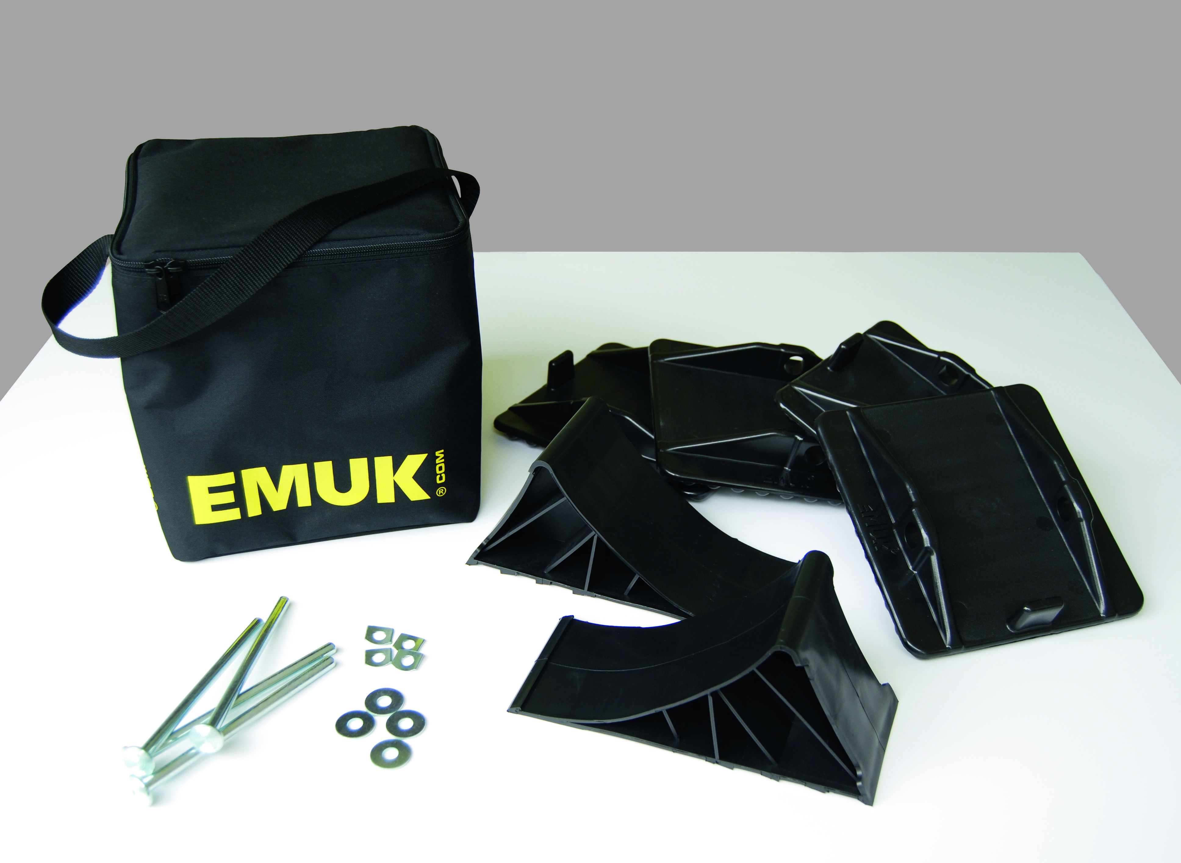 Stützplatten-Radkeil-Set (100mm), 4 Stützplatten und 2 Radkeile